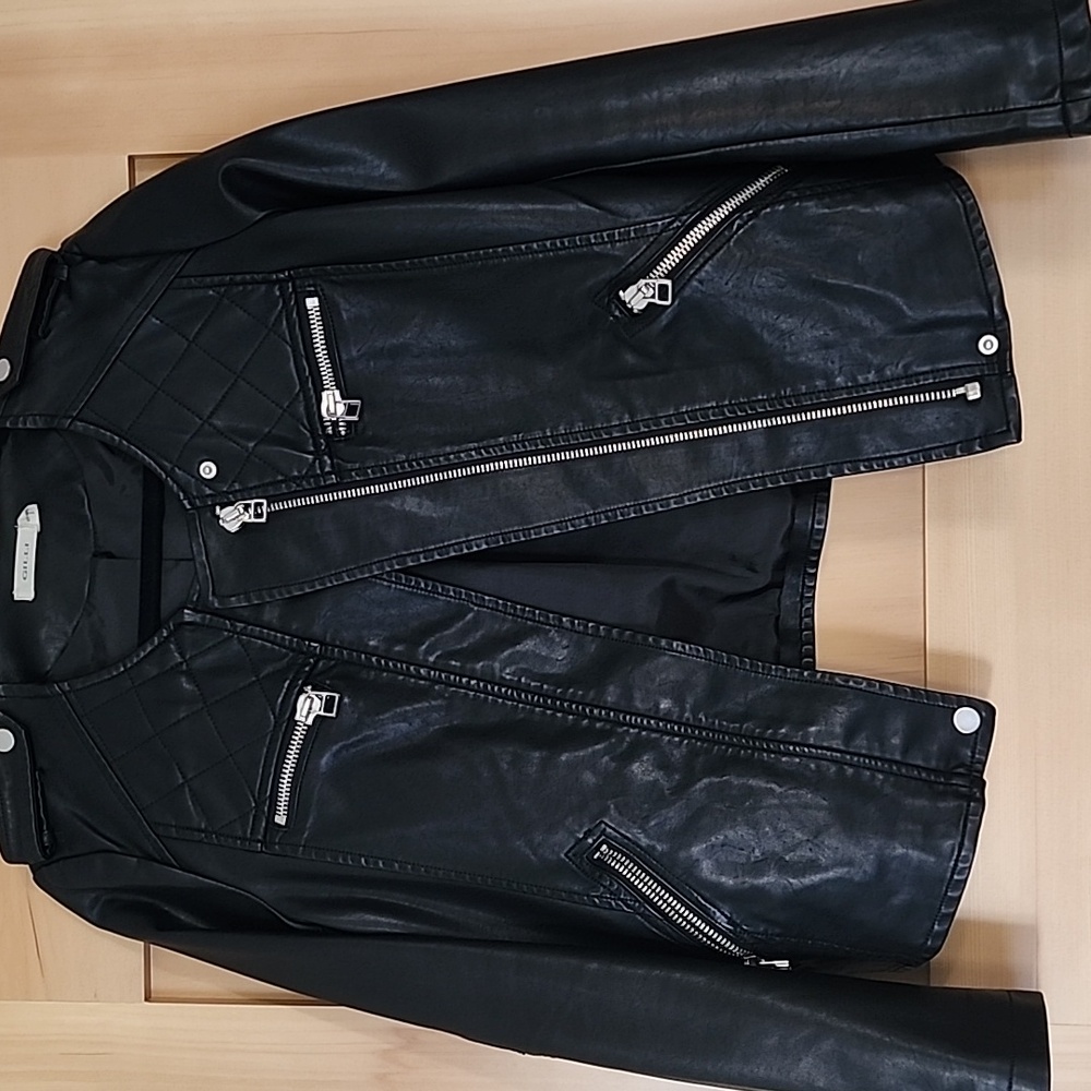 Faux Leather Black Coat